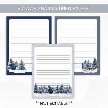 christmas lined stationery set